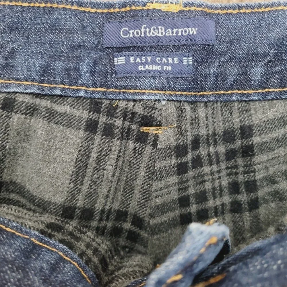 Croft & Barrow Sz 42x29 Jeans Flannel Lined Dark Wash Straight Leg Worn 1x EUC